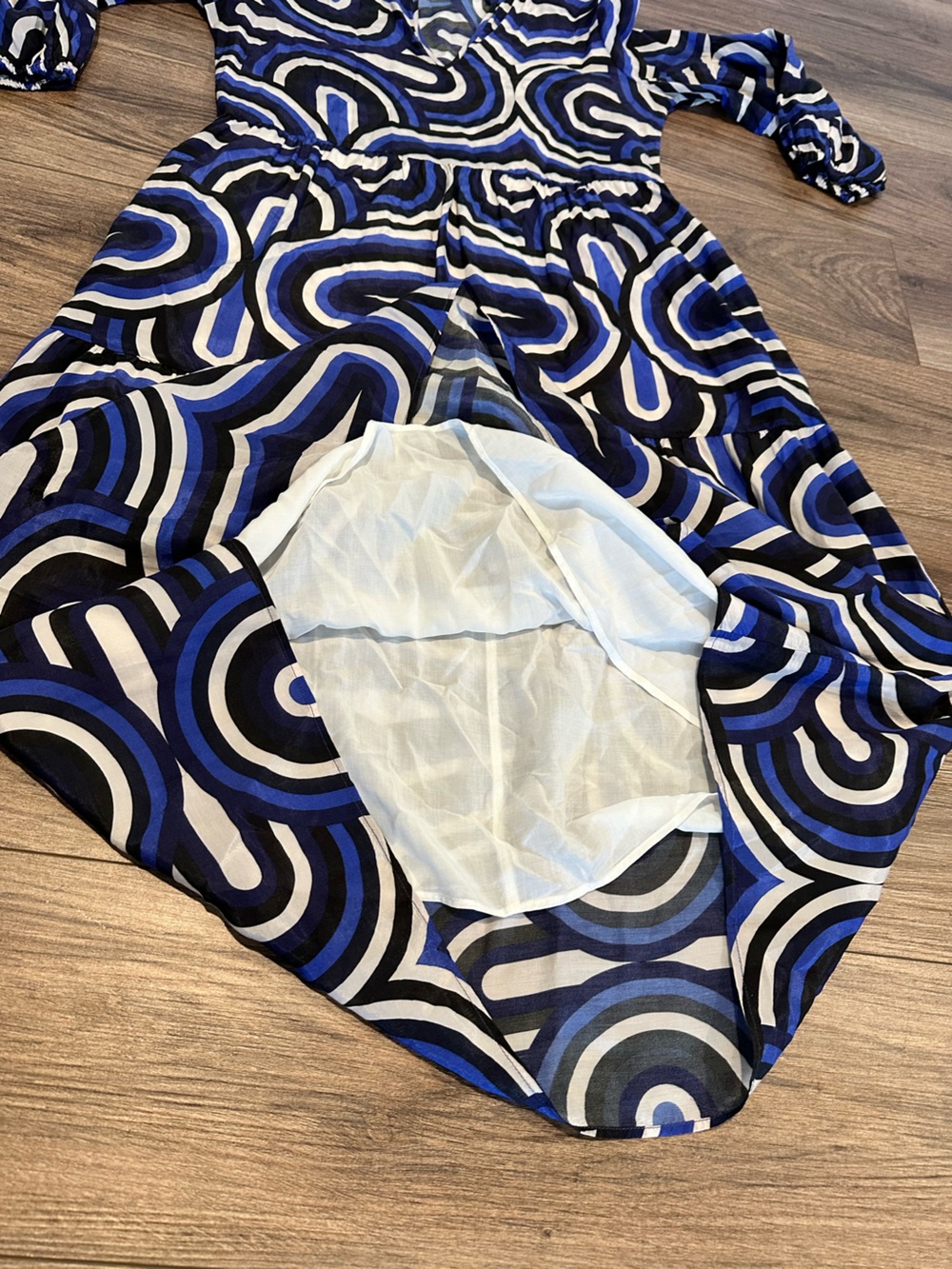 Vilagallo Navona Abstract Blue Print Midi Dress - Picture 5 of 9